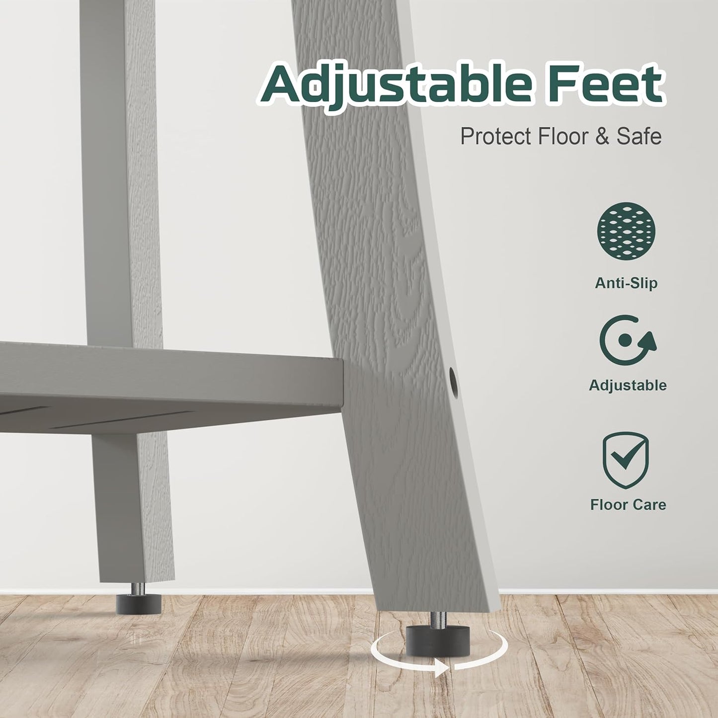 HIPS Shower Benches for Inside Shower, Waterproof Shower Stool with Storage Shelf & Adjustable Feet, SPA Bathroom Seat Chair for Shaving Legs, Indoor or Outdoor Use, Grey