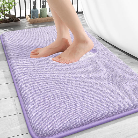 OLANLY Thick Memory Foam Bath Mat Rug 30x20, Extra Soft Absorbent Bathroom Rug, Quick Dry Bath Mats, Non-Slip, Machine Washable Carpet for Bathroom, Tub and Shower, Home Decor Accessories, Lavender