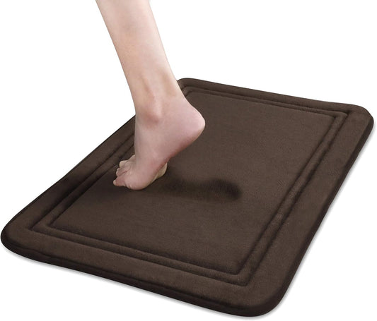 ITSOFT Memory Foam Bath Mat 24x16, Non Slip, Machine Washable, Quick Dry & Absorbent Rugs, Bath Mats for Bathroom Floor, Tub & Shower, Bathroom Rug, Chocolate Brown