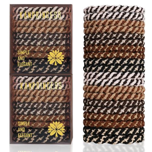 20Pcs Hair Ties For Thick Hair, Strong Stretchy Hair Bands For Women Girls, No Slip Braided Hair Ties No Damage, Ponytail Holders-Exceptionally Secure with Gentle Hold (Set 4)