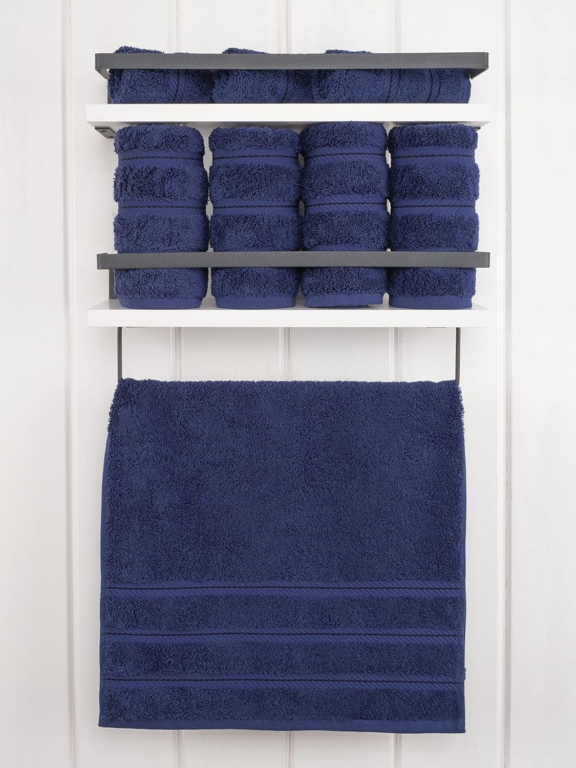 American Soft Linen Luxury Hand Towels for Bathroom, 600 GSM 100% Cotton Turkish 4 Piece Hand Towel Set, 600 GSM Hand Face Towels for Kitchen, Navy Blue Hand Towels