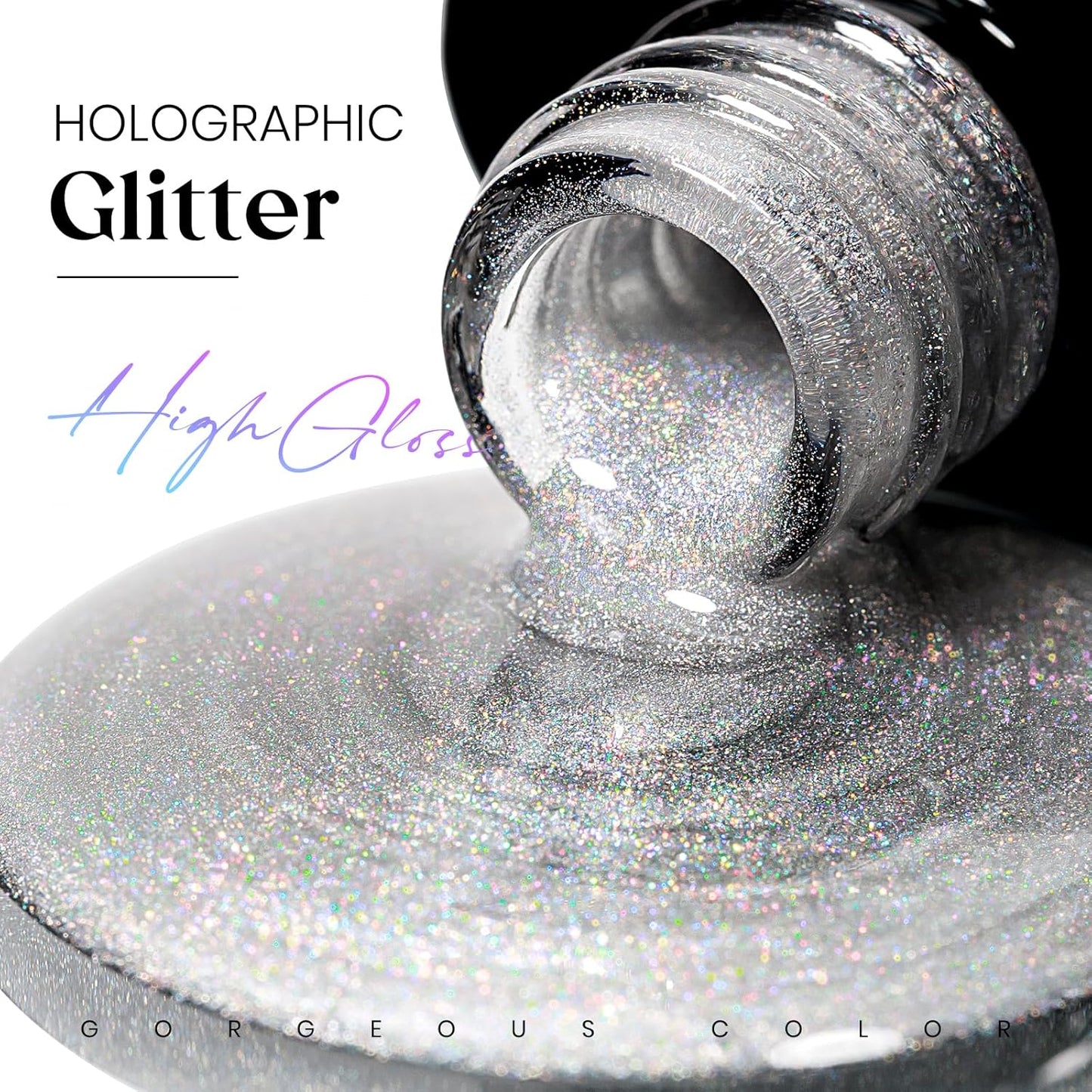 MIZHSE 8 Colors Holographic Gel Nail Polish, Laser Iridescent Gel Polish Set, Chrome Rainbow Shimmer Glitter Nail Gel, Sparkly Shiny Gel Polish Silver Pink Nail Art Salon at Home Women Gift