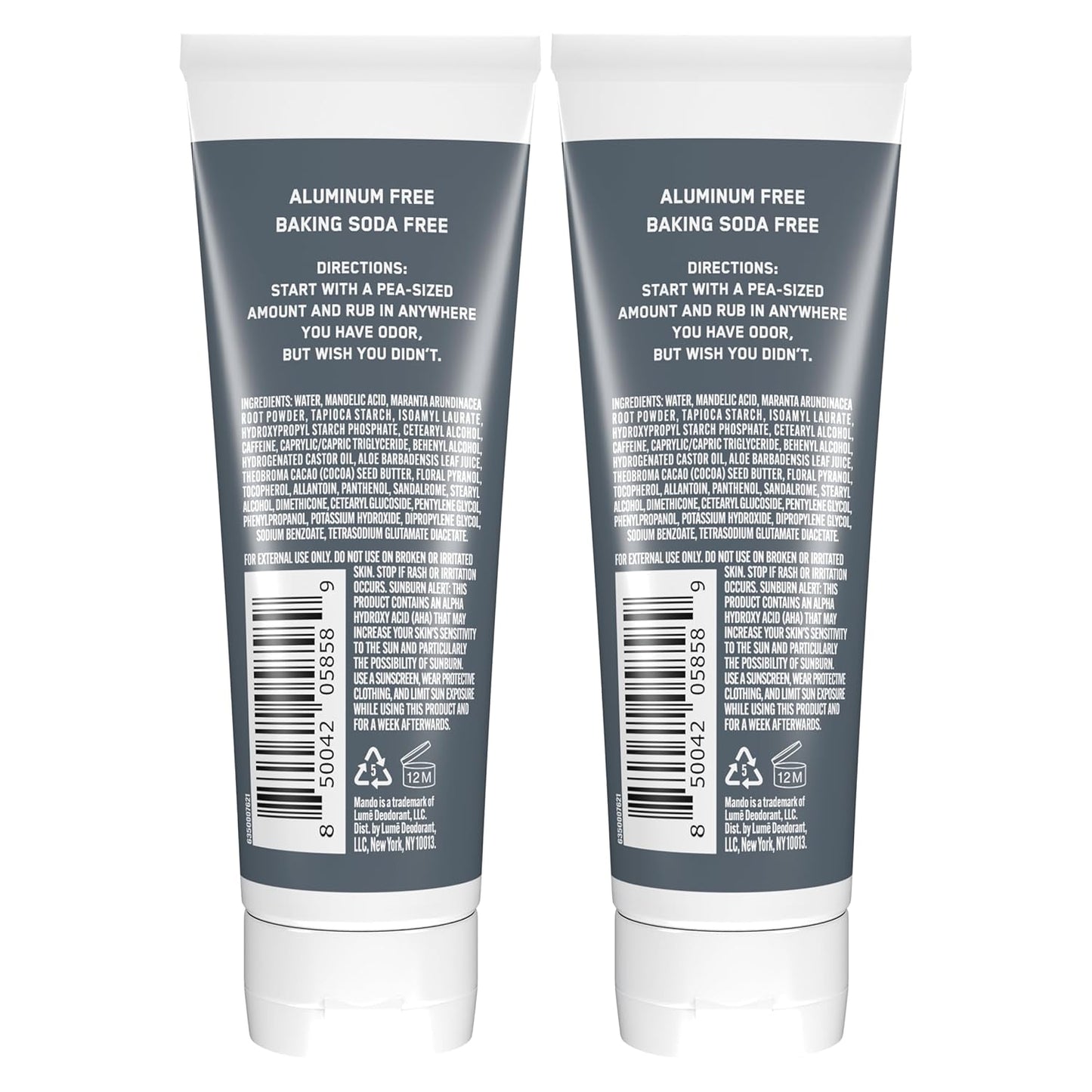 Mando Whole Body Deodorant For Men - Invisible Cream - 72 Hour Odor Control - Aluminum Free, Baking Soda Free, Skin Safe - 3 ounce (Pack of 2) - Unscented