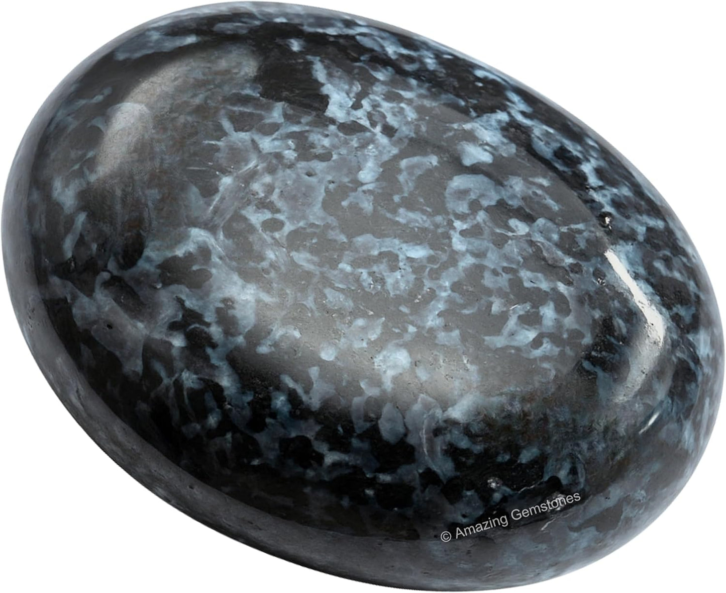 Amazing Gemstone Indigo Gabbro Jasper Palm Stone - Hot Massage Worry Stone for Natural Body Chakra Balancing, Reiki Healing and Crystal Grid