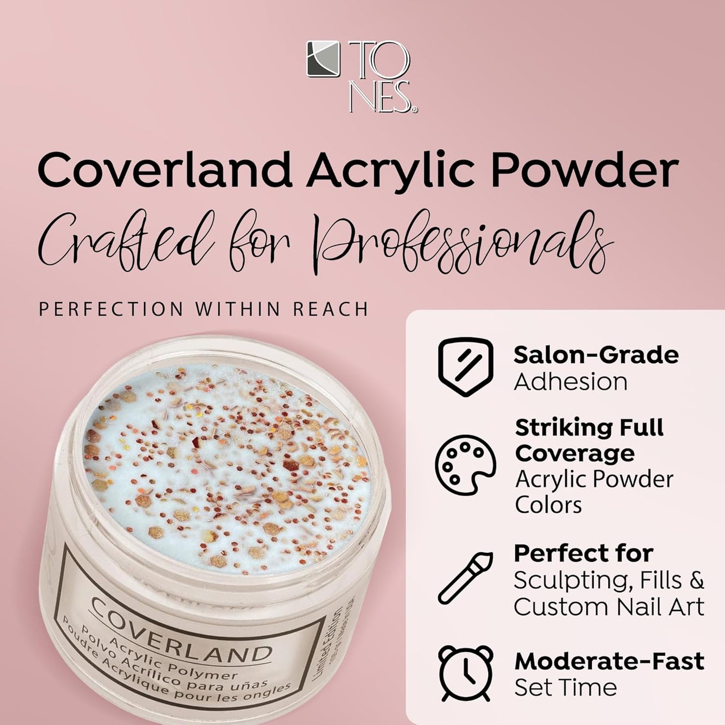 Tones Coverland Acrylic Nail Powder "Pumpkin Spice" - Limited Edition Acrylic Powder for Nail Design, Sculpting, and Masking Nail Bed Imperfections - Professional Acrylic Nail Supplies - (1.5 Oz)