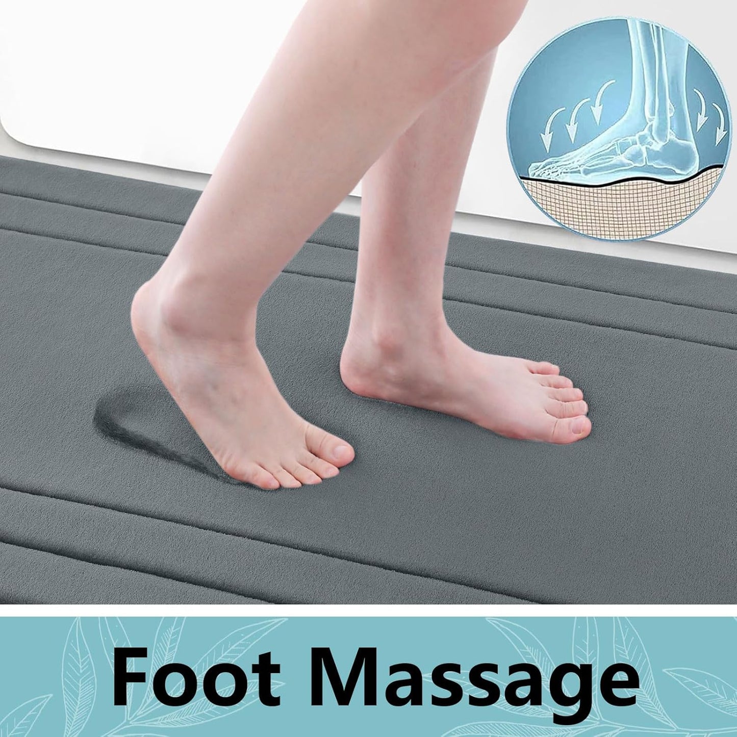 Arotive Memory Foam Bathroom Rug Mat 36x24, Ultra Soft and Absorbent Bath Mat, Machine Wash Dry, Comfortable Bath Rug Carpet for Bathroom Floor, Tub and Shower, Dark Grey