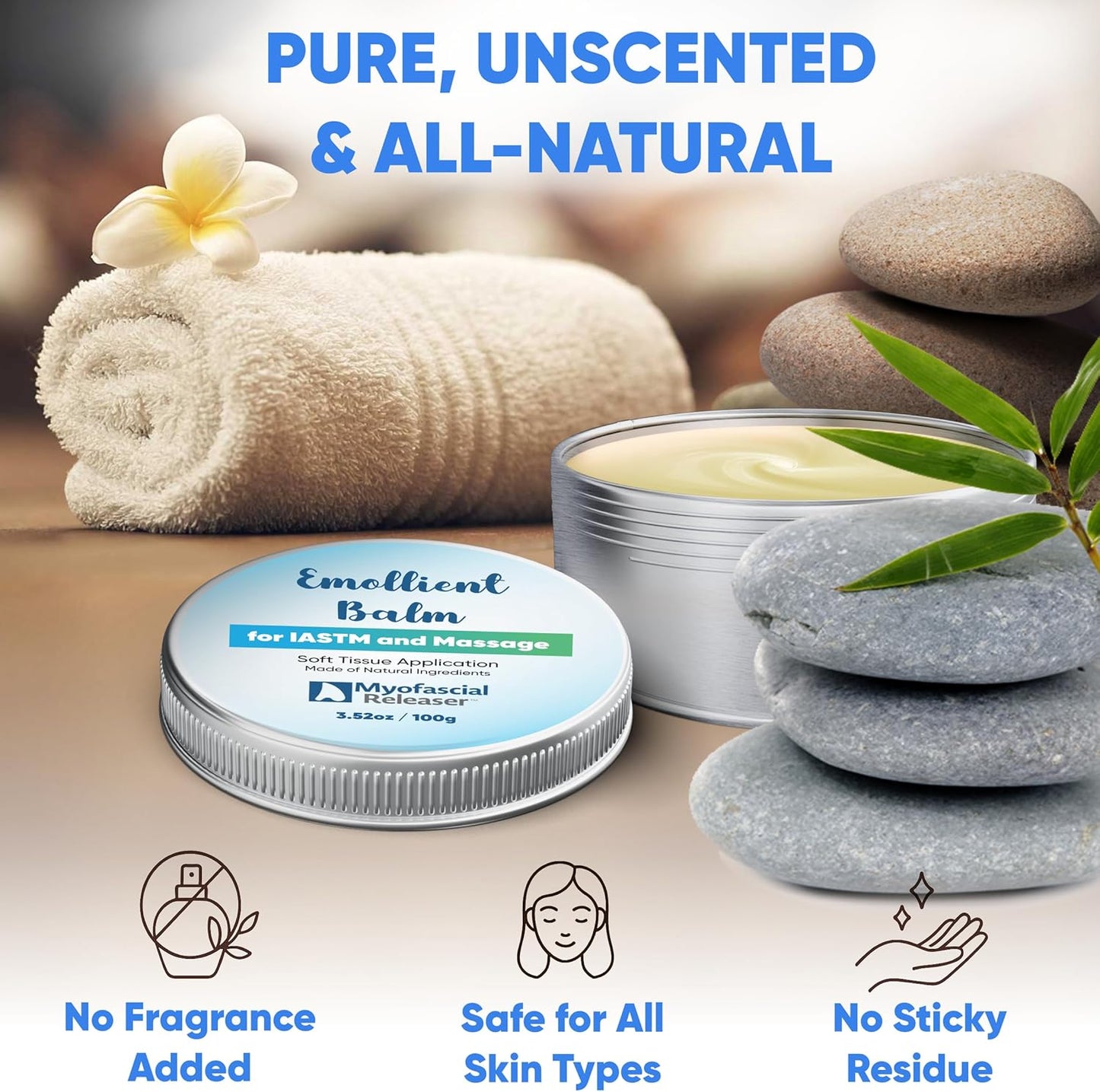 Myofascial Releaser Massage Tools Emollient Balm - Natural Essential Massage Oil - Myofascial Release Tool Massage Cream for Massage Therapy, IASTM Tool Muscle Rub Ultra Strength, Gua Sha Tool Partner