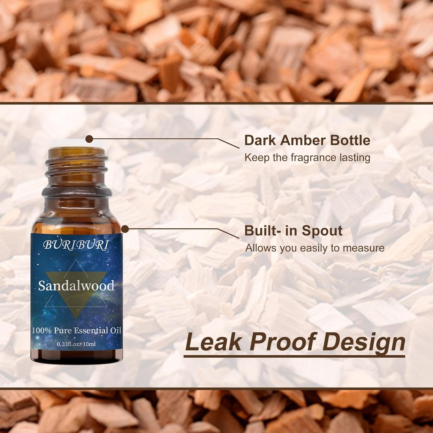 BURIBURI Sandalwood Oil Essential and Vanilla Essential Oil Gift Set, 100% Pure, Undiluted, Natural, Organic Aromatherapy Essential Oils 10ML