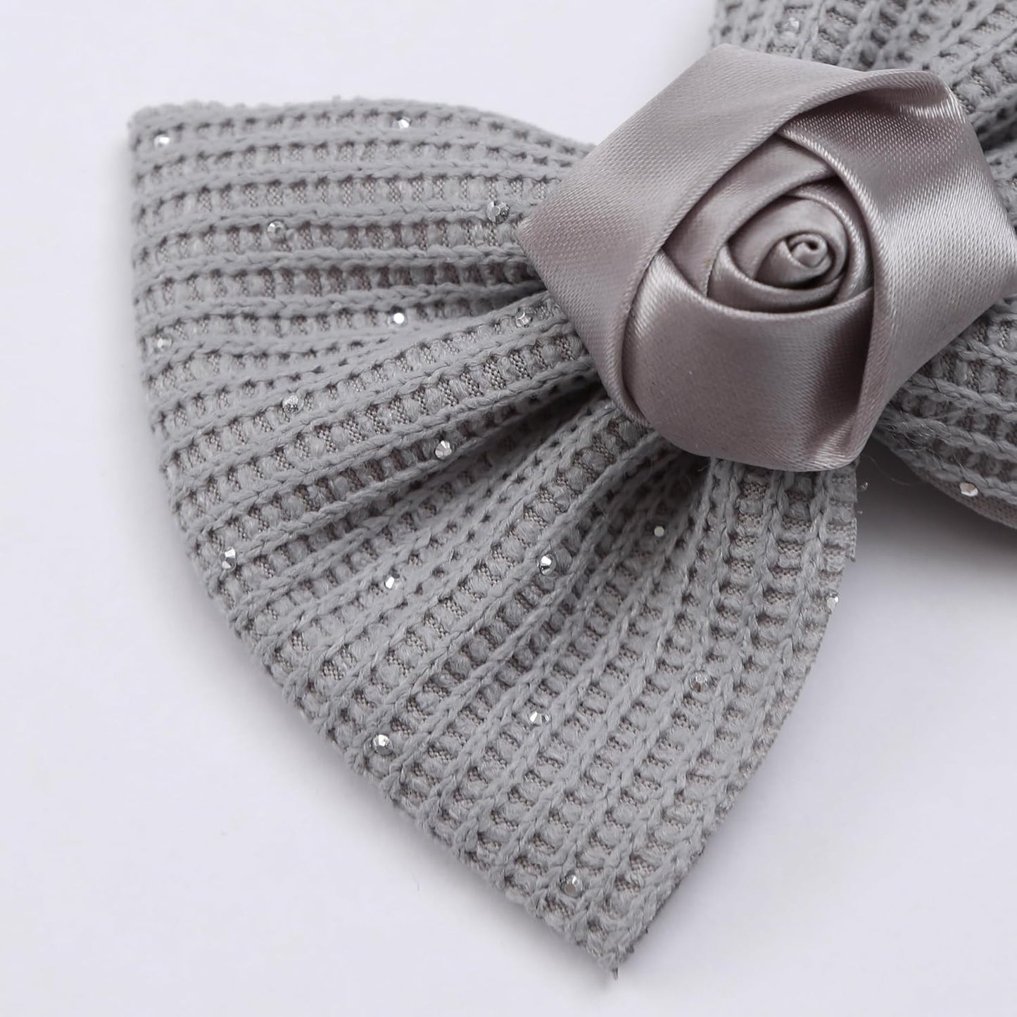 Elegant Hair Bow Set Sweet Styles with Crystal and Pearl Accents Fashion Hair Clips for Girls (Silver/Burgundy/Black)