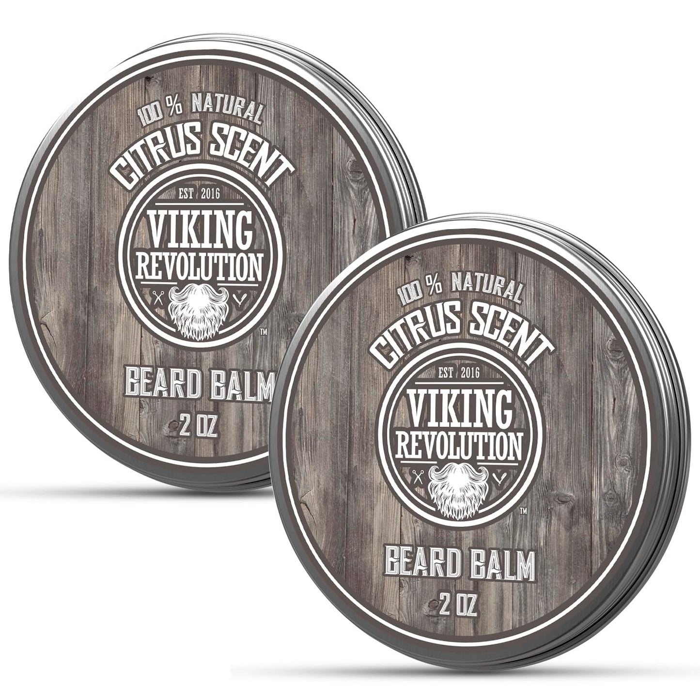 Viking Revolution Citrus Beard Balm - Beard Butter with Argan Oil, Beard Softener for Men with Jojoba Oil - Beard Moisturizer for Men with Beeswax - Beard Wax for Men with Mango Butter (2oz, 2 Pack)