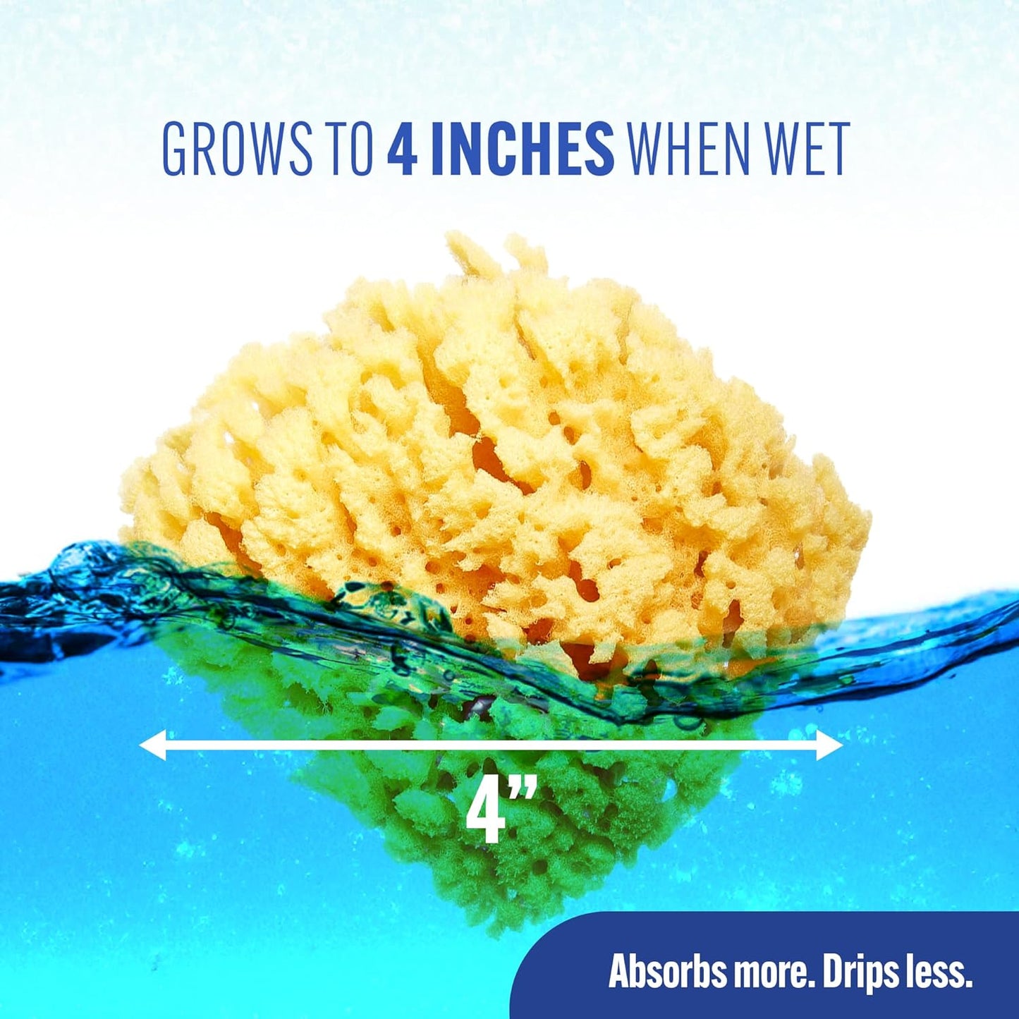 Baby Buddy Baby Bath 4in Yellow Sea Sponge, Absorbent Natural Sea Sponge, Soft on Tender Skin, Biodegradable, Hypoallergenic, Bath Accessories for Bathing, 3 Pack