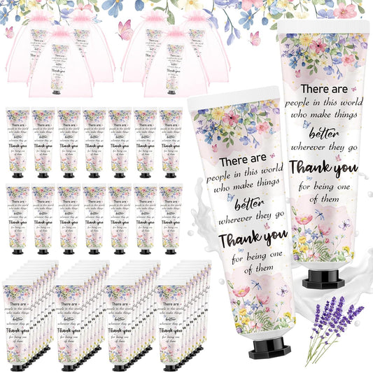 48 Sets Appreciation Thank You Hand Cream Bulk Baby Shower Favors Gifts Bridal Thank You Hand Cream for Guests Travel Size Lotion with Organza Bags