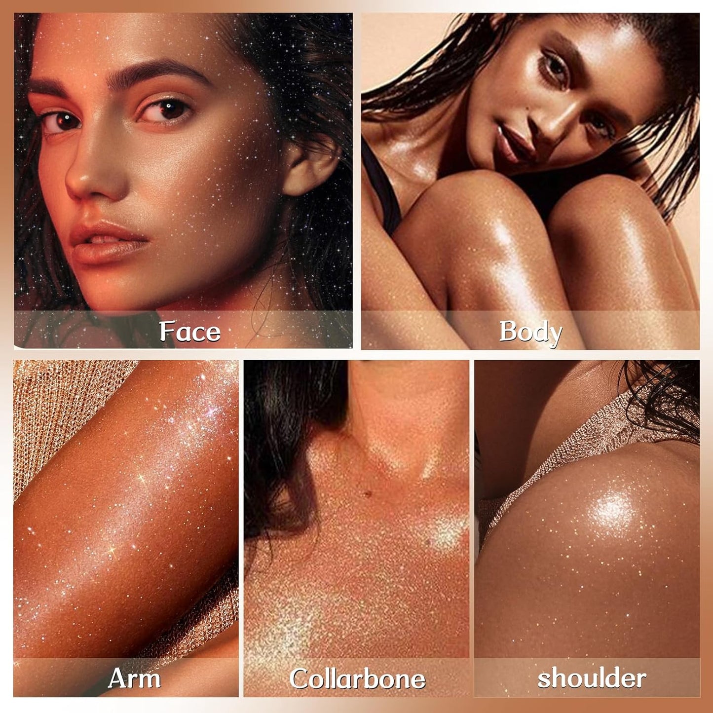 Glitter Spray for Hair and Body, Glitter Body Spray, Quick-Drying Waterproofing Body Shimmer Suitable for Festival Rave (Bronze, 2.6 fl oz)