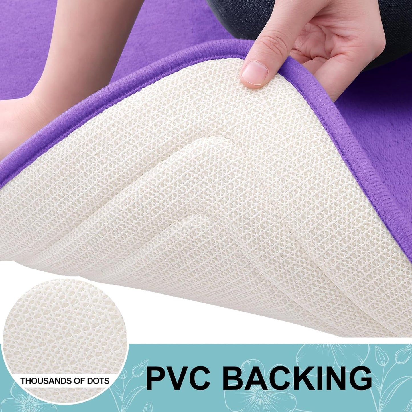 Grandaily Memory Foam Bath Mat Rug 30x20, Ultra Soft, Non-Slip and Absorbent Bathroom Rugs, Machine Wash Dry, Comfortable Bath Carpet for Bathroom Floor, Tub and Shower, Purple