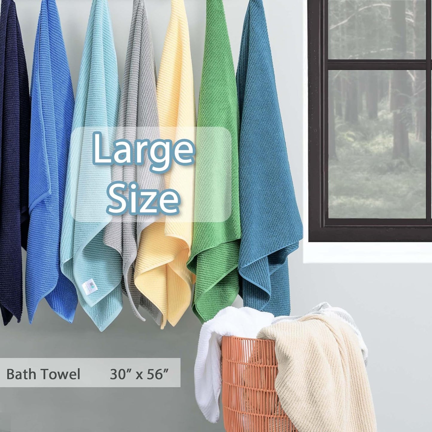 VOOVA & MOVAS Grey Bath Towels (4PC, Large 30"x56") - 100% Cotton | Quick Dry | Light Weight | Thick | Soft | Absorbent, Luxury Hotel Shower Towel, Bath Towel Gift Set, Dark Gray