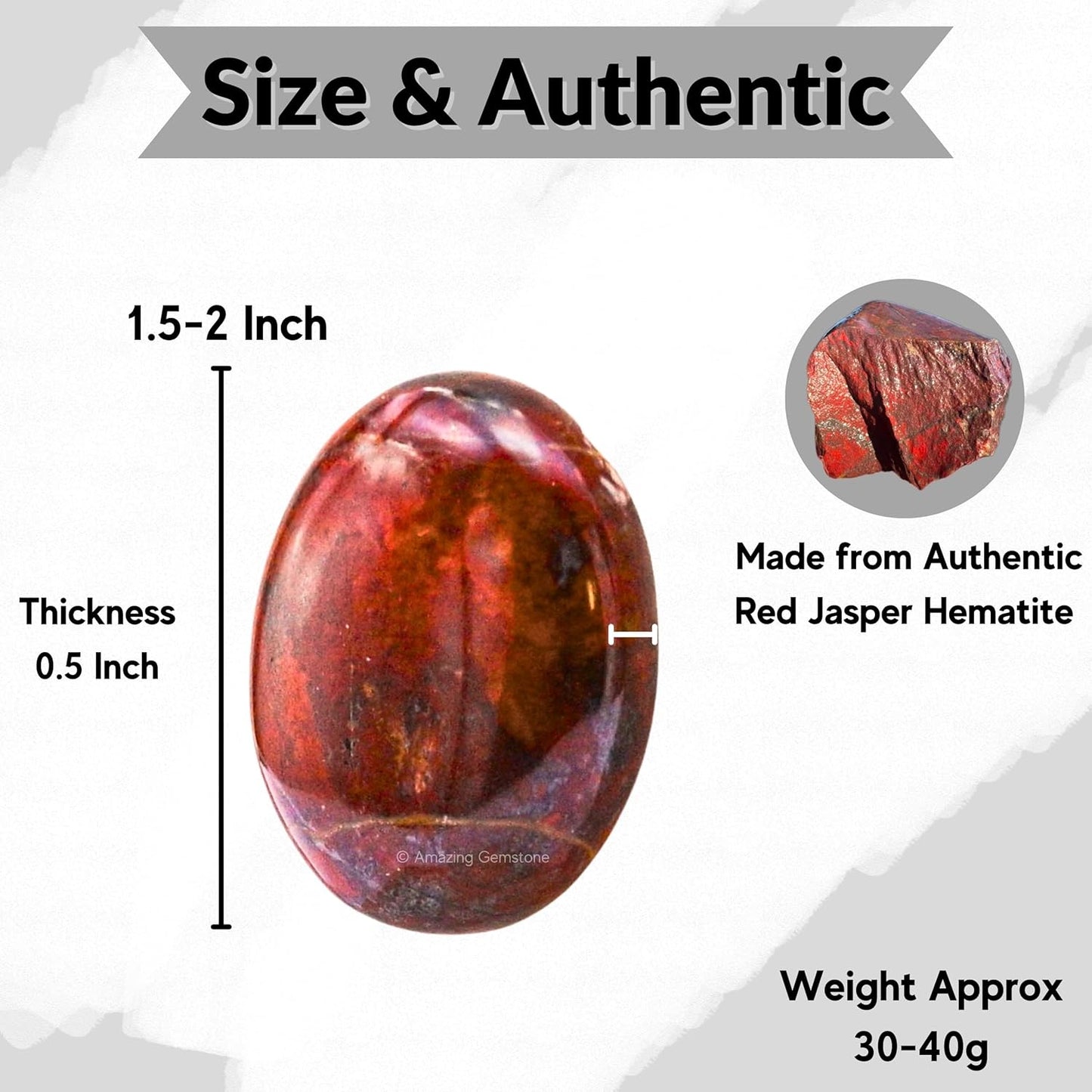 Amazing Gemstone Red Jasper Hematite Crystals and Healing Stones - Large Palm Stone Crystals Piedra - Crystal for Good Luck, Positive Energy, Meditation - Unique Stocking Stuffers Birthday Gifts