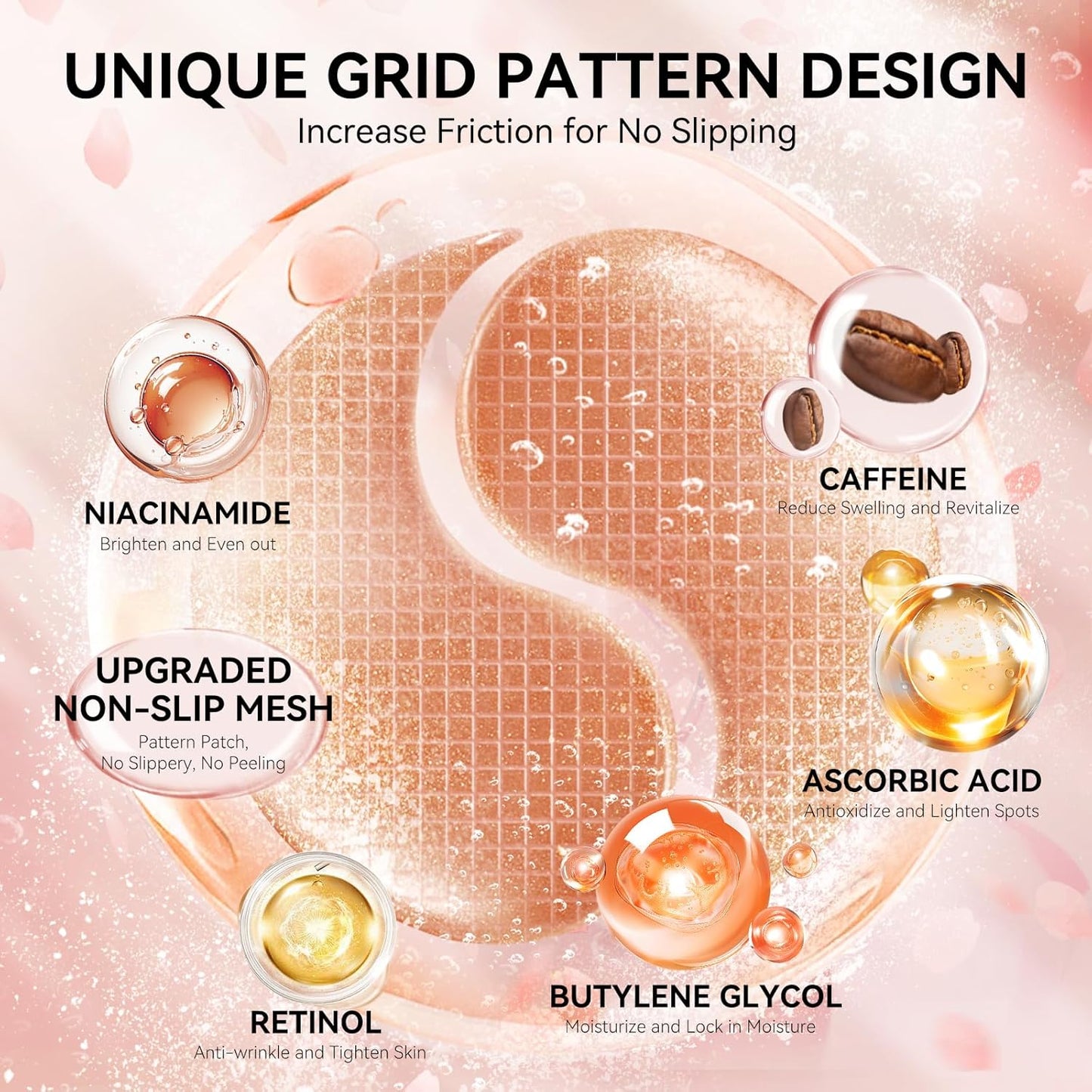 BREYLEE Rose Eye Mask, Under Eye Patches with Collagen & Hyaluronic Acid, Treat Puffy Eyes, Dark Circles, Wrinkles & Fine Lines, Smoothing Skin Care for Women & Men - 60 Pcs