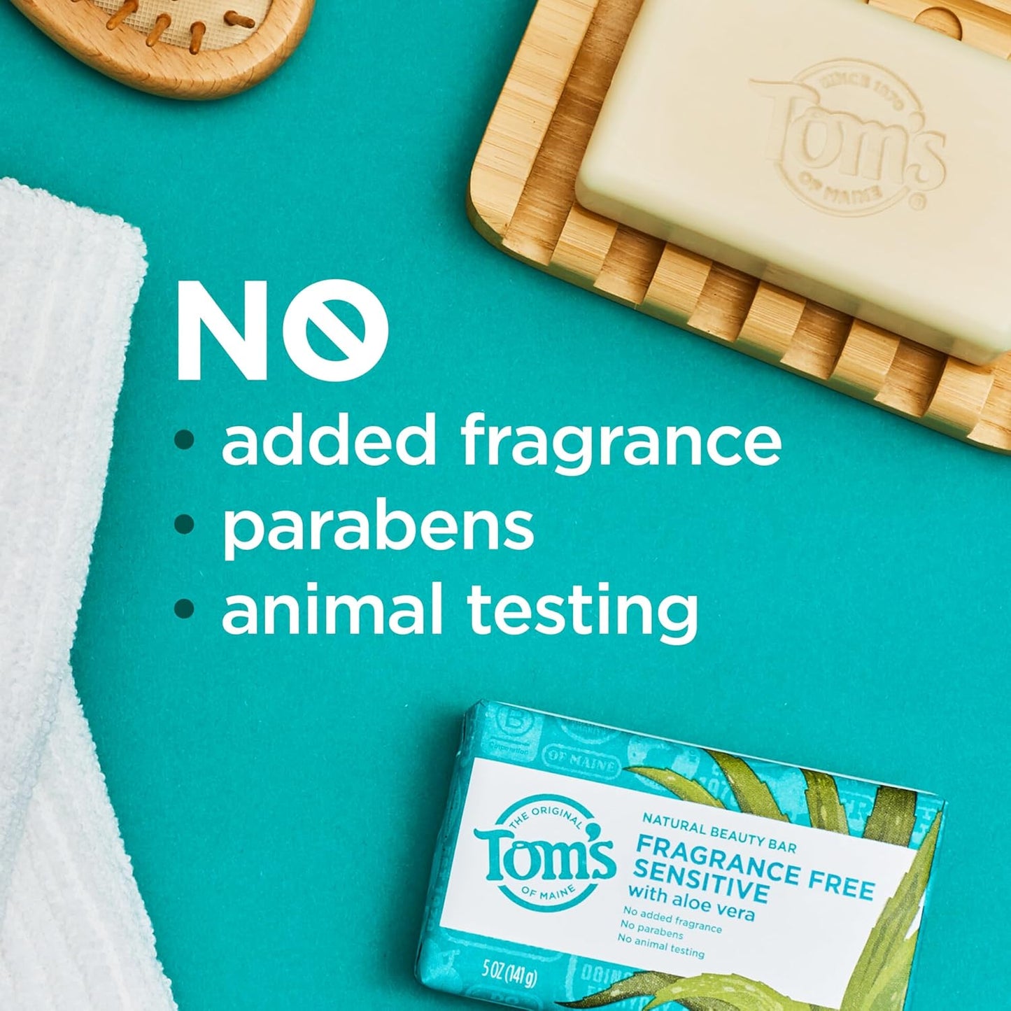 Tom’s of Maine Natural Beauty Bar Soap For Women and Men, Fragrance Free, Sensitive Skin, 5 oz Bar (Pack of 6)