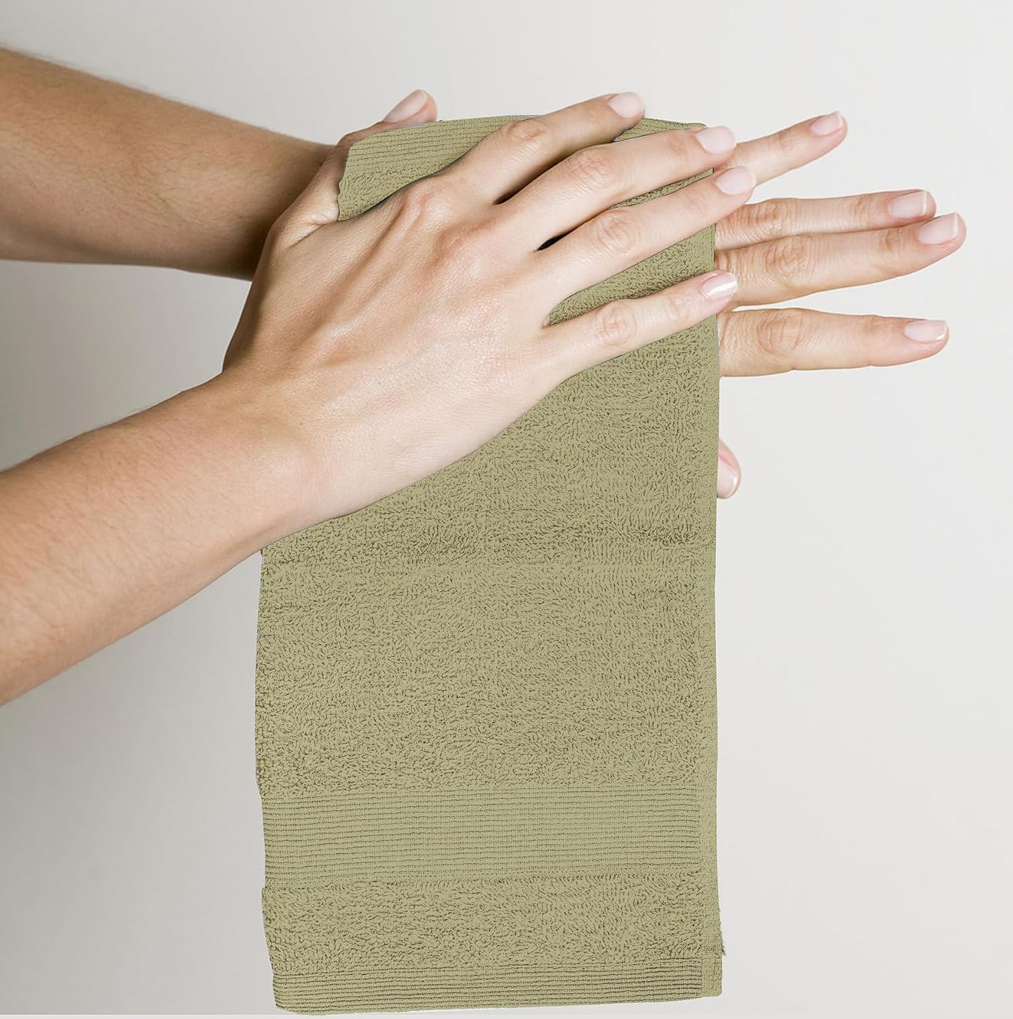 Premium Wash Cloths Pack of 12 (13" x 13") 100% Ring Spun Cotton | Luxury Washcloths | Ultra Soft Face Towels | Highly Absorbent Wash Cloths for face (Sage Green)