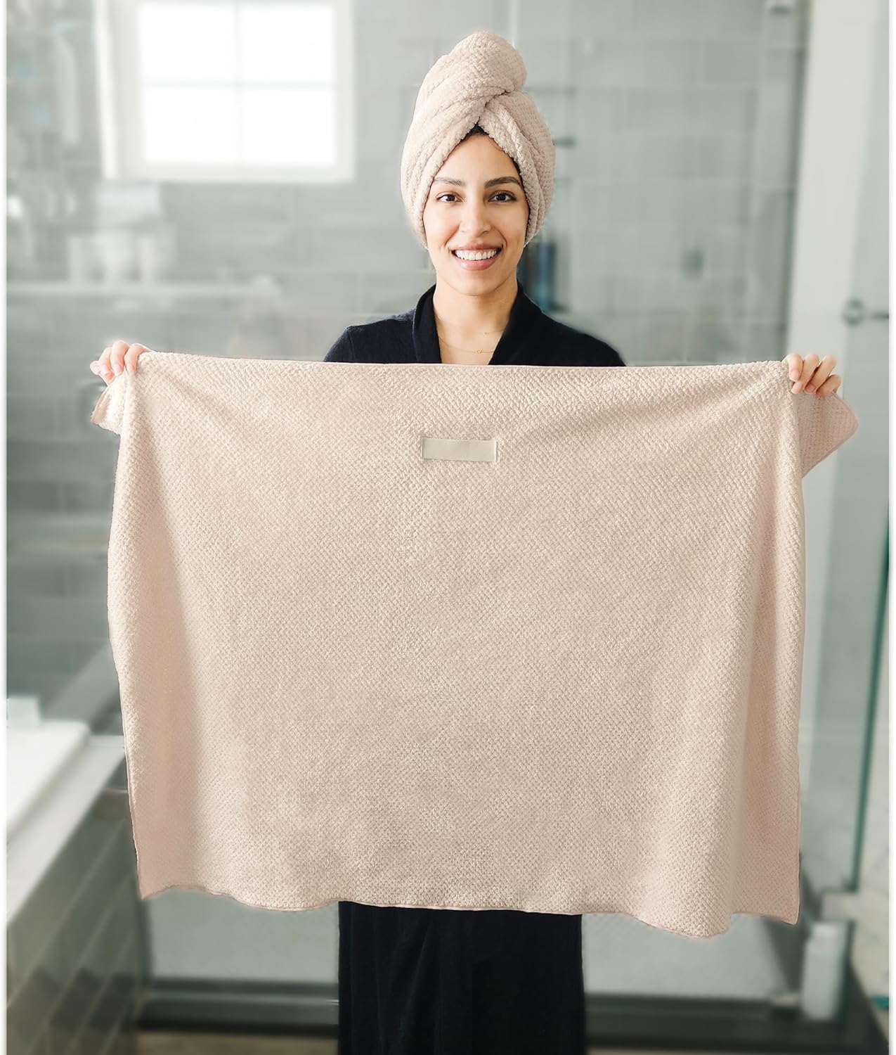 2 Packs Large Microfiber Hair Towels for Women, Super Absorbent & Quick Dry Hair Towel Wrap for Curly Hair Long & Short Hair- Anti-Frizz Hair Turbans for Wet Hair (Mauve & Clay)