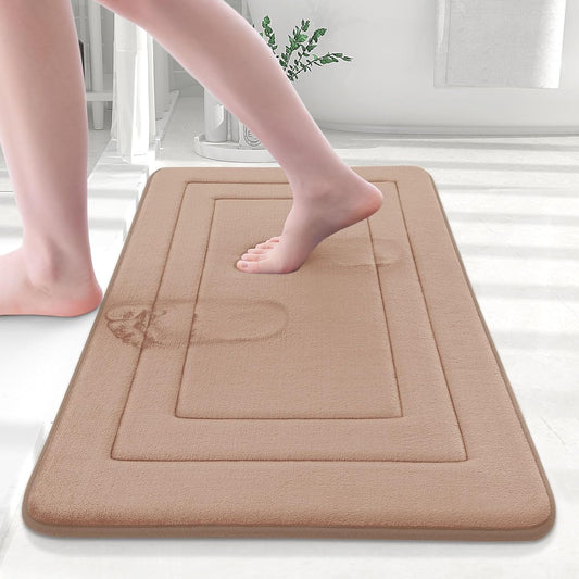 Arotive Memory Foam Bathroom Rug Mat 30x20, Ultra Soft and Absorbent Bath Mat, Machine Wash Dry, Comfortable Bath Rug Carpet for Bathroom Floor, Tub and Shower, Camel