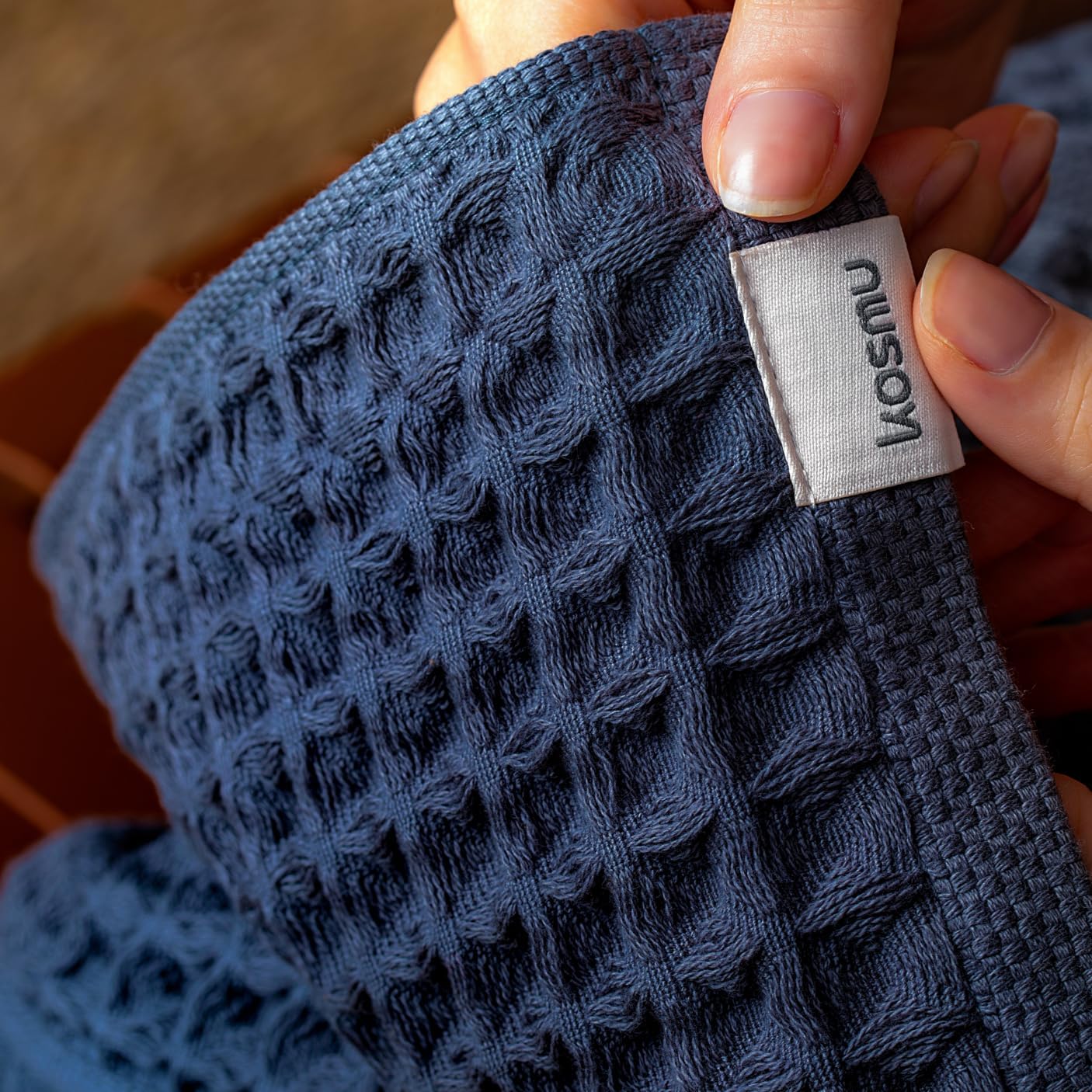 Luxury Japanese Cotton Waffle Bath Towel | Plush, Absorbent, and Quick Dry | Free Storage Bag Included (Ocean Blue, Bath Sheet (Set of 2))