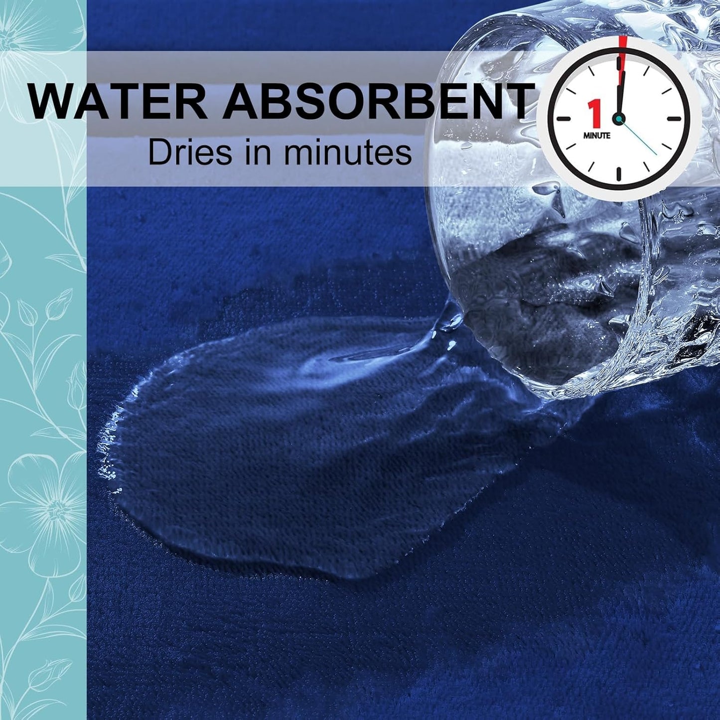 Grandaily Memory Foam Bath Mat Rug 30x20, Ultra Soft, Non-Slip and Absorbent Bathroom Rugs, Machine Wash Dry, Comfortable Bath Carpet for Bathroom Floor, Tub and Shower, Navy Blue