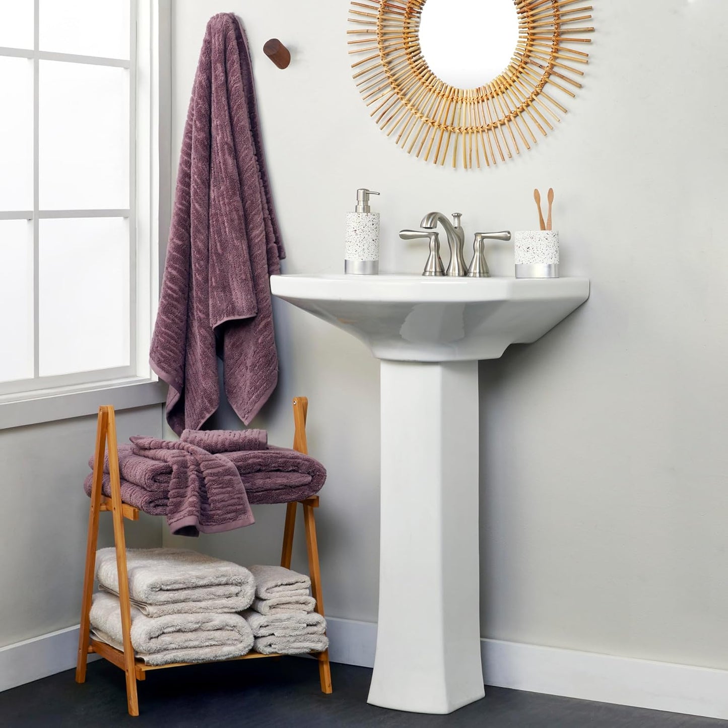 SKL Home CloudSoft Cotton Luxury 4 Pc Bath Towel Set, Plum