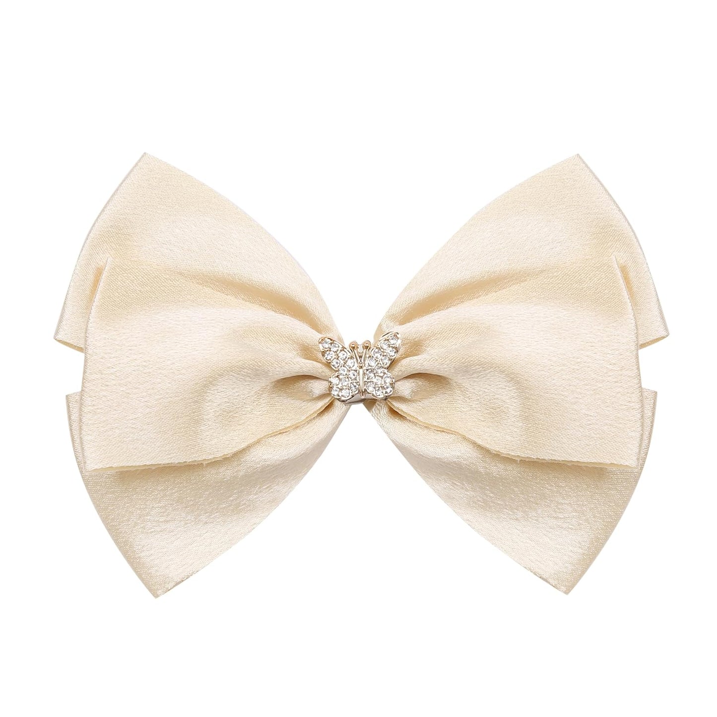 Elegant Hair Bow Set Sweet Styles with Crystal and Pearl Accents Fashion Hair Clips for Girls (Champagne/Sliver/Orange)