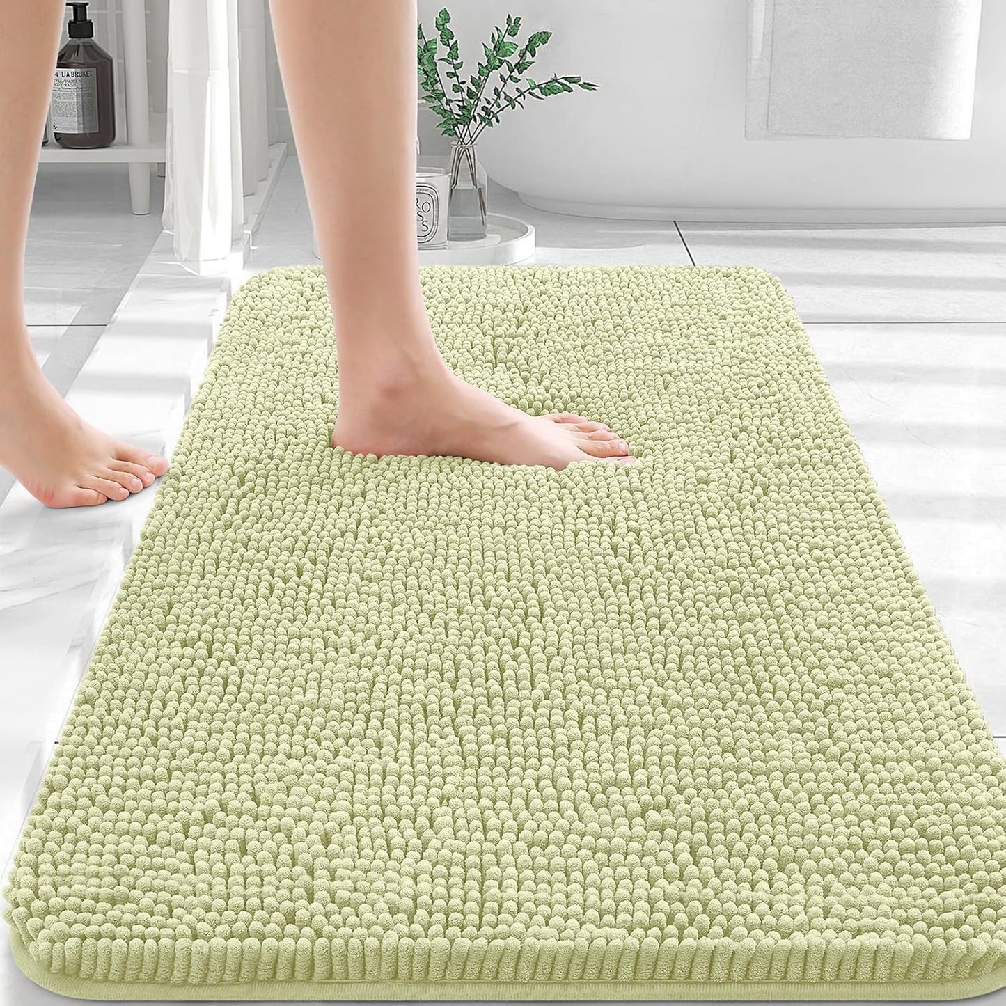 OLANLY Bathroom Rugs 30x20, Extra Soft Absorbent Chenille Bath Rugs, Rubber Backing Quick Dry, Machine Washable Bath Mats for Bathroom Floor, Tub and Shower, Home Decor Accessories, Vanilla