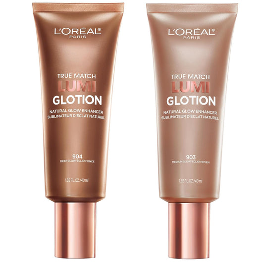 L’Oréal Paris True Match Lumi Glotion Medium and Deep Bundle, Highlighter and Bronzer For Radiant Glow, Pack of 2