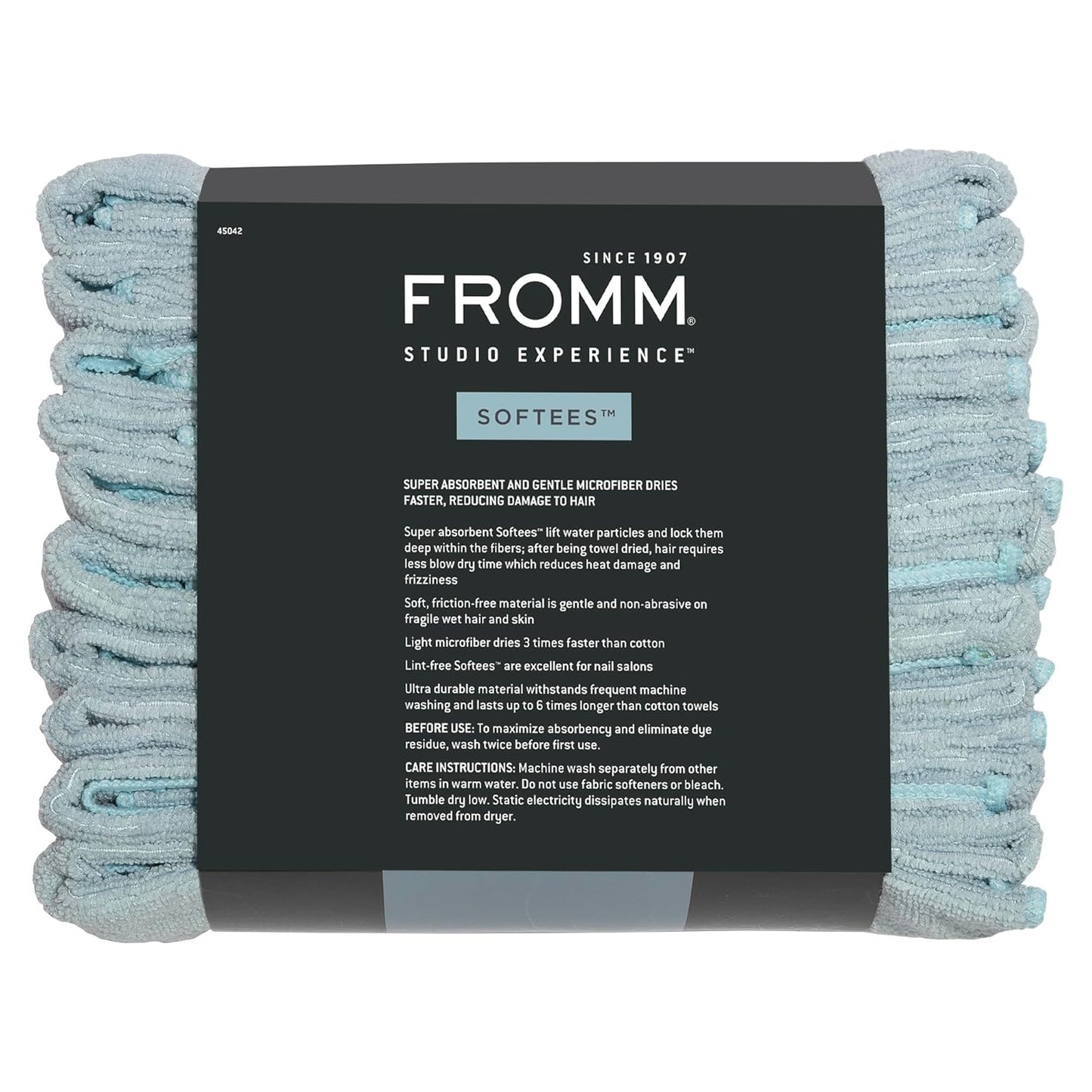 Fromm Softees Microfiber Salon Hair Towels for Hairstylists, Barbers, Spa, Gym in Aqua, 16" by 29", 10 count Perfect Hair Care Towel for Drying Curly, Long, Wavy Hair