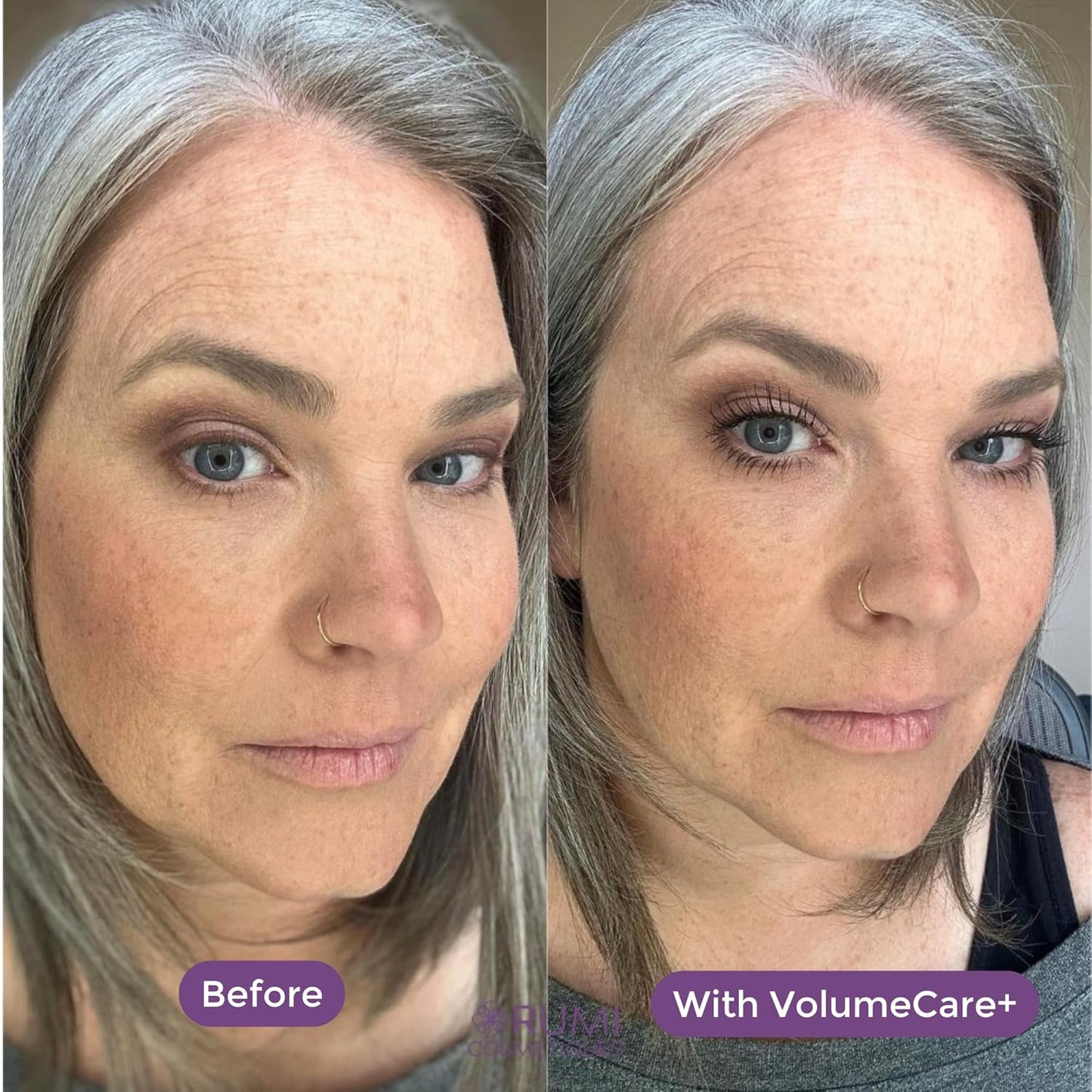 VolumeCare+ Mascara For Older Women - Extreme Length and Volume 2-in-1 Formula - No Clumps, Long-Wearing, Hypoallergenic Mascara For Sensitive Eyes (Dark Brown)