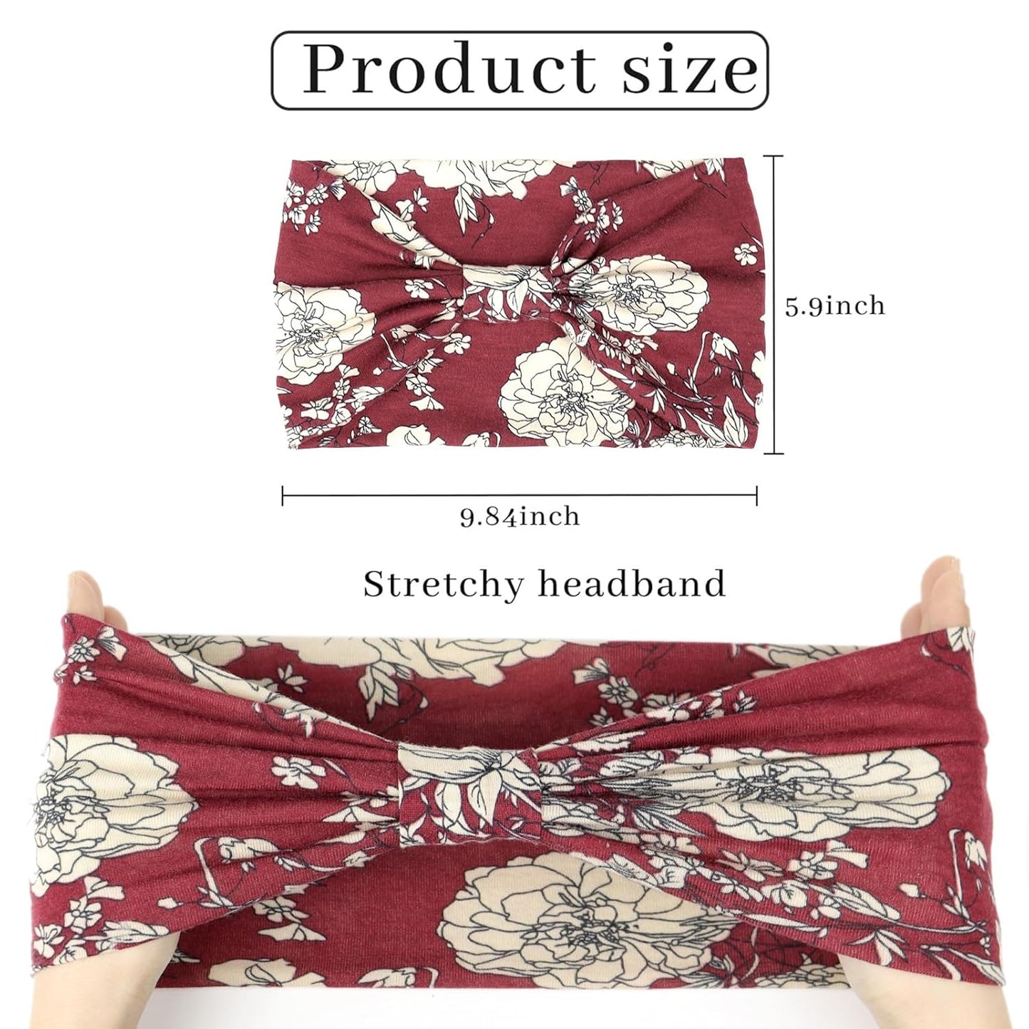 Wide Headbands for Women Knotted No Slip Head Bands Soft Turban Headband Hair Accessories Boho African Solid Color Head Wraps for Women Yoga Workout Pack of 6