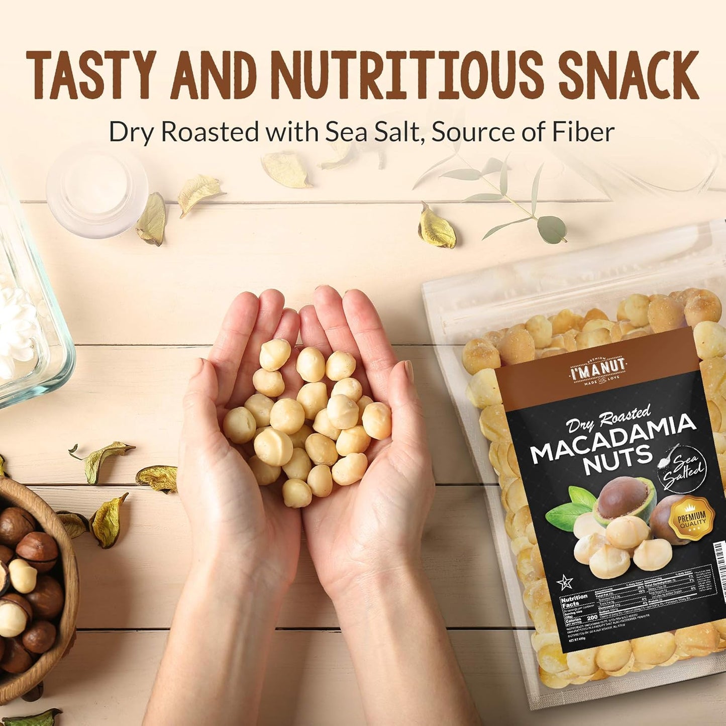 dry roasted Macadamia Nuts with Sea Salt, 24 ounces, No Oil Added! Premium Variety - Large and Whole, No PPO, Non GMO, 100% Pure Macadamia Nuts