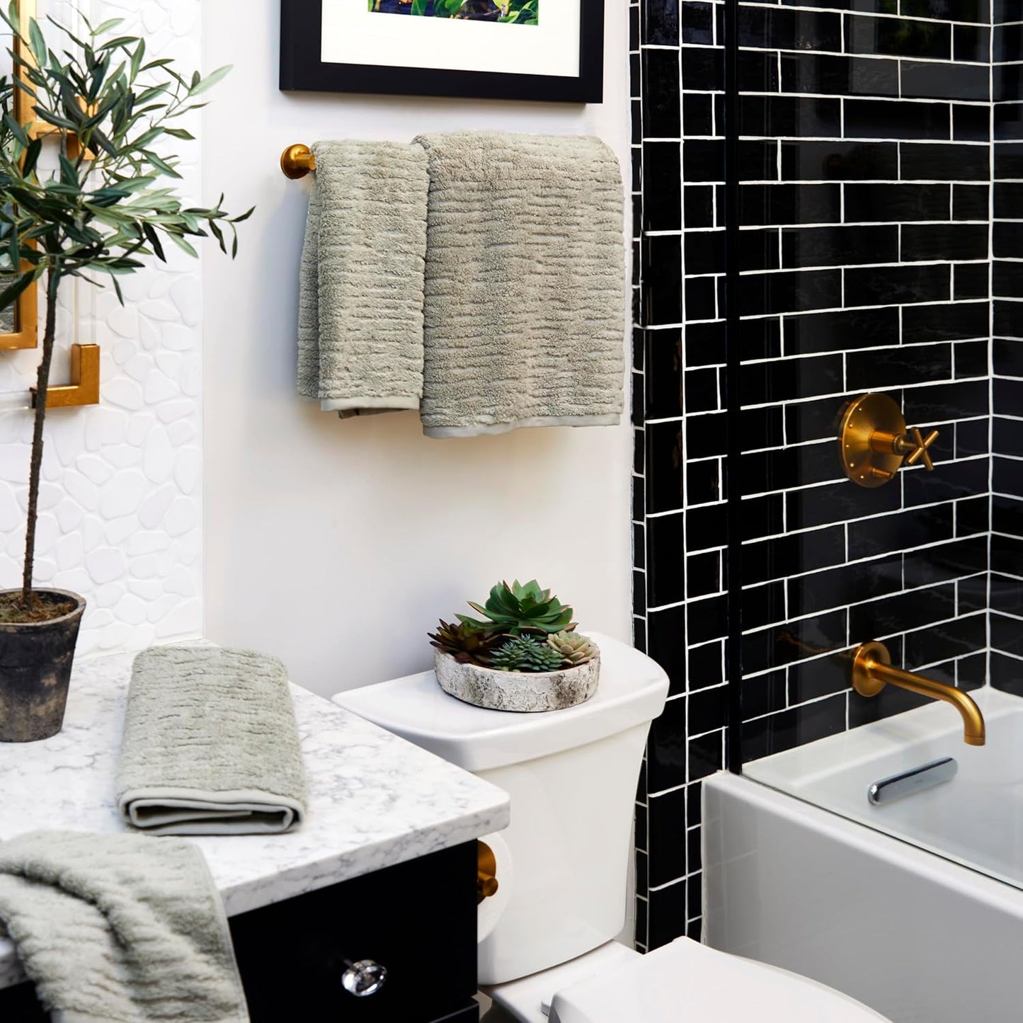 SKL Home CloudSoft Cotton Luxury 6-Piece Towel Set, Sage