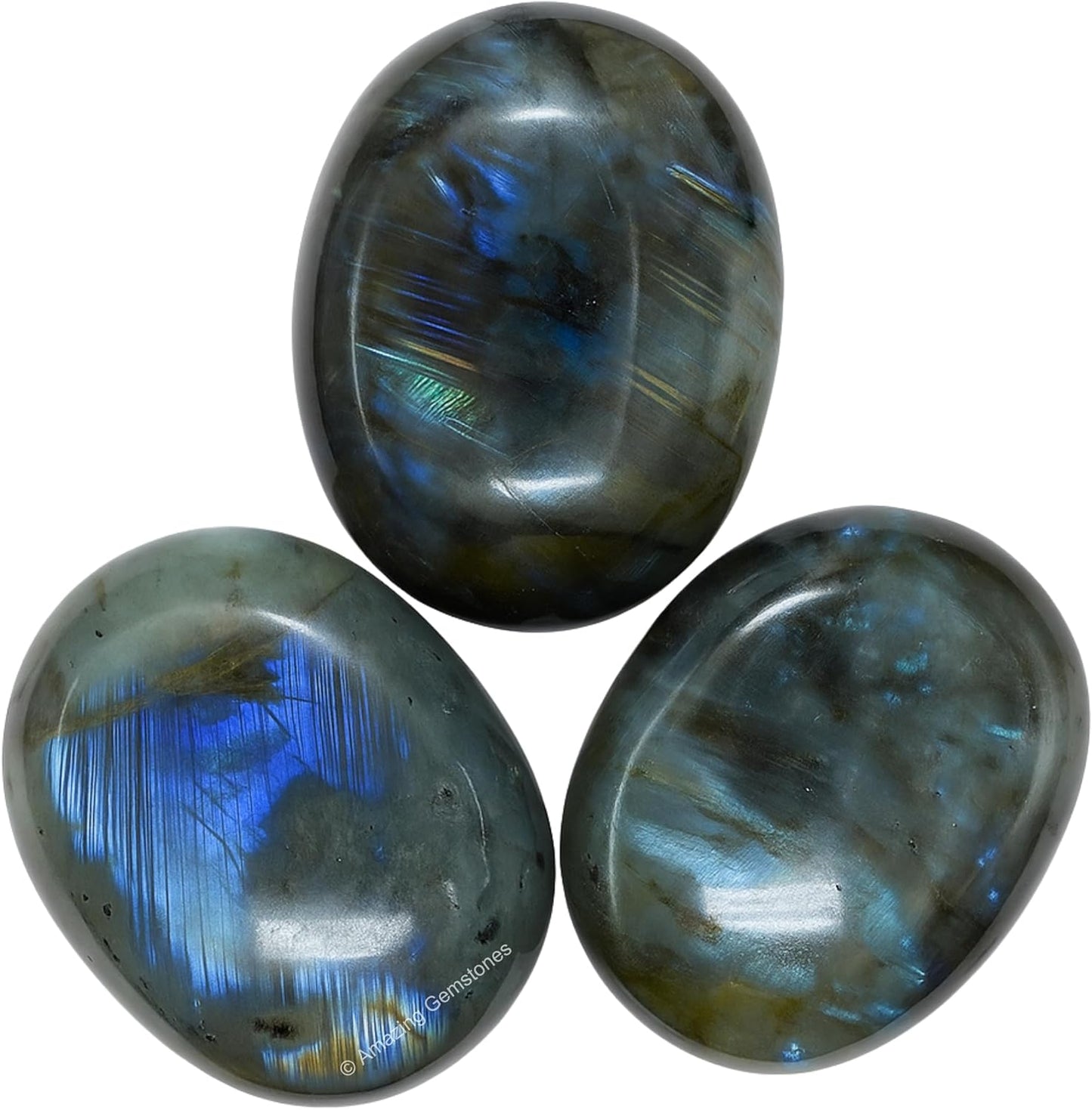 Amazing Gemstone Labradorite Crystals, Healing Stones - Large Palm Stone Crystals Piedra for Good Luck, Balanced Positive Energy, Meditation - Unique Stocking Stuffers, Birthday Gifts for Women, Men