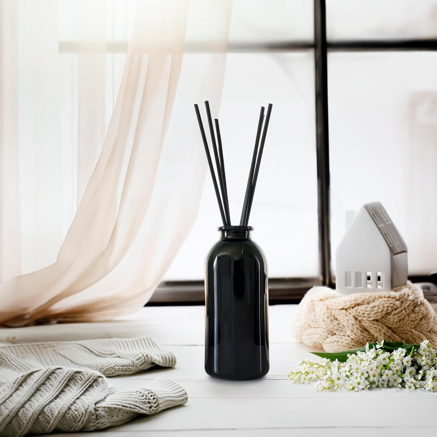 Urban Naturals Reed Diffuser Oil Refill Black Dice with Lemon, Lavender, Crisp Woods, Moss 8 oz + Free Reed Sticks, Made in The USA