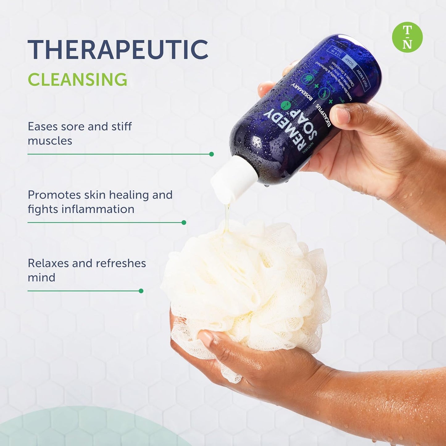 Truremedy Naturals Eucalyptus Rosemary Body Wash - Therapeutic and Relaxing Body Wash for Men and Women - Hydrating and Soothing Shower Gel - Organic Eucalyptus, Rosemary, Jojoba, Aloe - 12oz