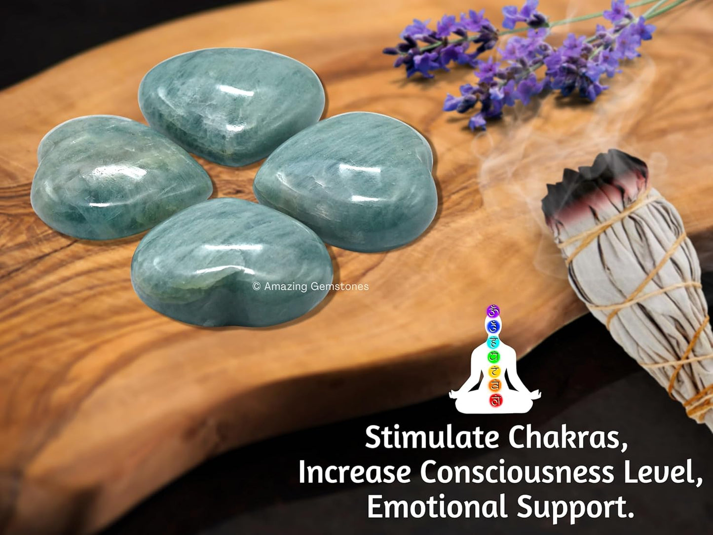 Aquamarine Crystal Heart Palm Stone - Pocket Massage Worry Stone for Natural Body Chakra Balancing, Reiki Healing and Crystal Grid