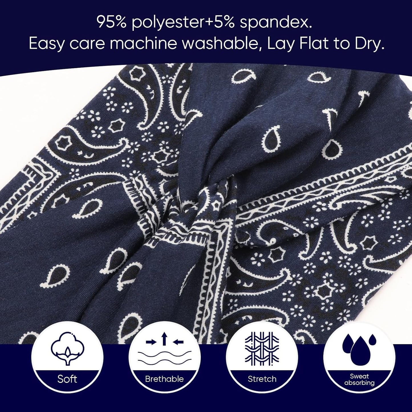 DRESHOW 4 Pack Turban Headbands for Women Wide Vintage Head Wraps Knotted Cute Hair Band Accessories