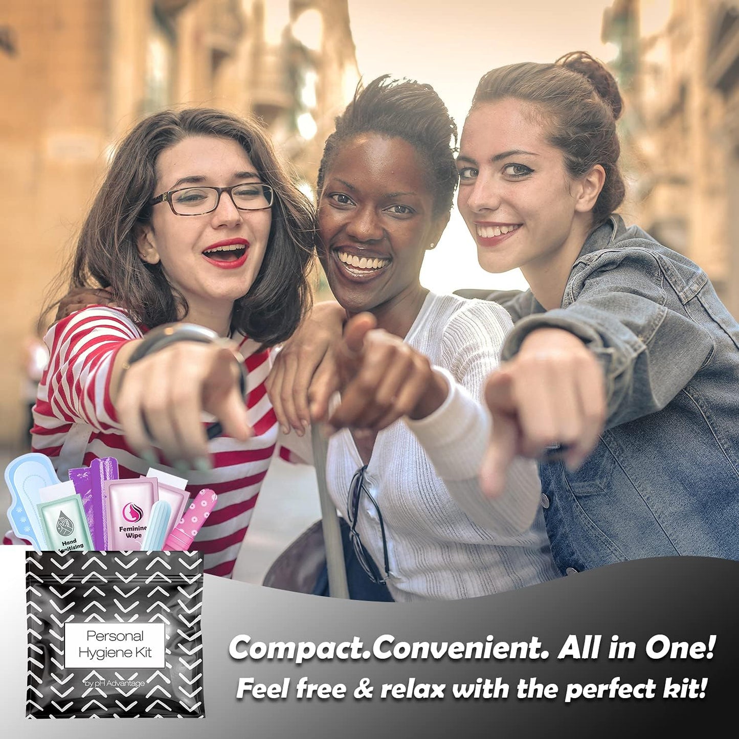 Menstrual Kit All-in-One 10 Pack | Convenience on The Go | Period Kit Pack for Travelling, Tweens & Teenager | Individually Wrapped Feminine Hygiene Product (Black Treads)