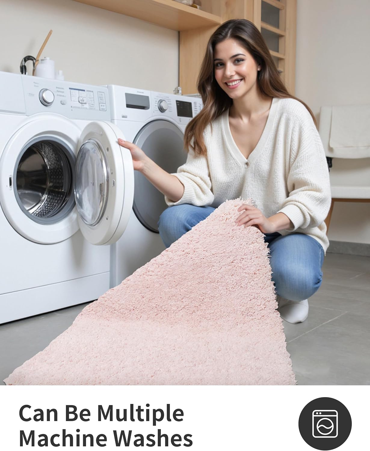 ILANGO Pink Bathroom Rugs 32" × 20" Non Slip & Super Absorbent Extra Thick Soft, Washable Bath Mat for Floor, Microfiber Plush Shaggy Bath Rug with Rubber for Bathtub Shower Room Sink