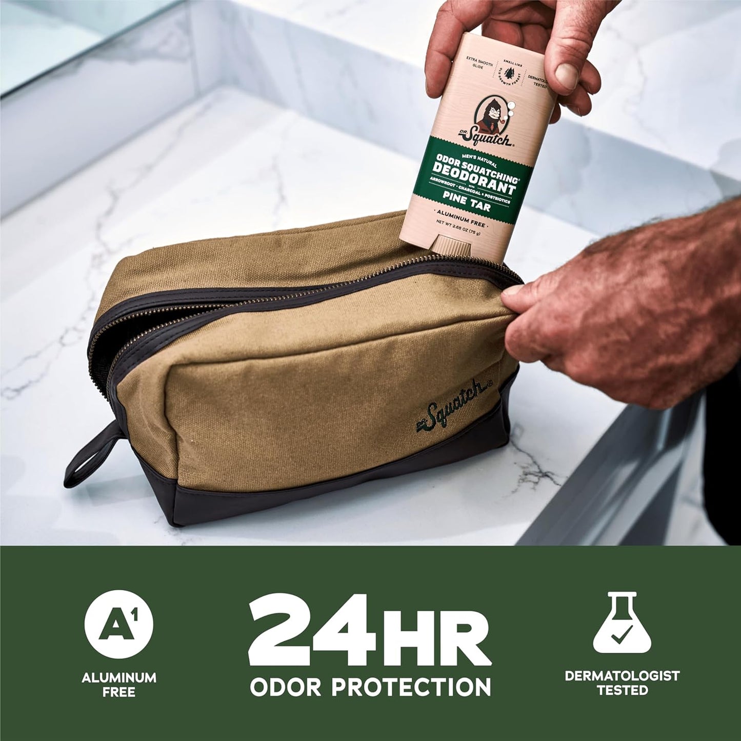 Dr. Squatch Natural Deodorant for Men - Odor-Squatching Aluminum Free - Pine Tar (2.65 oz, 3-Pack)