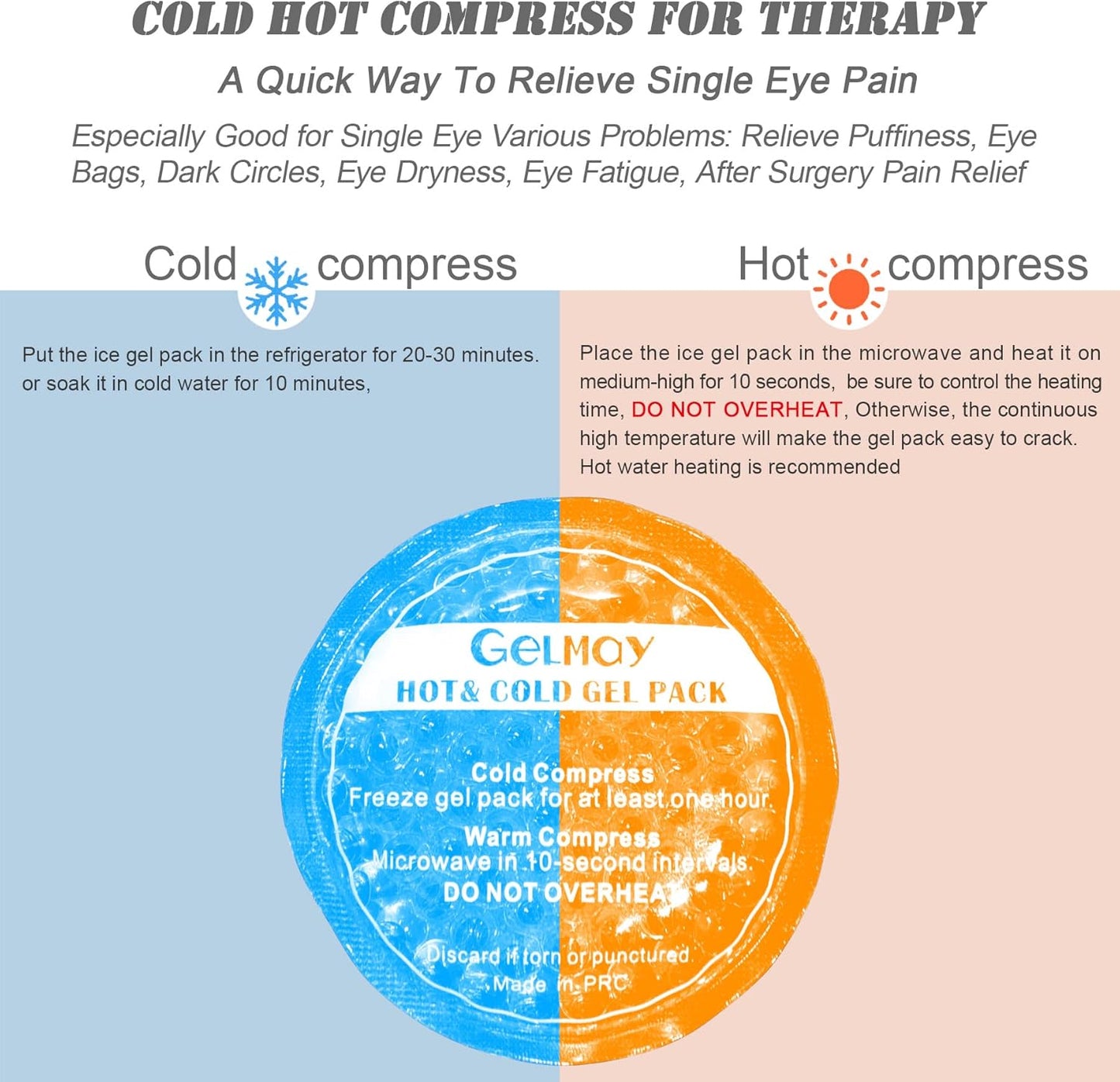 Ice Eye Patches for Puffy Eyes, Cooling Medical Eye Patch Pad Gel Pack Cover Eyepatch Cold Hot Therapy Eye Bags Dark Circles After Surgery Adult Kid (2PCS)