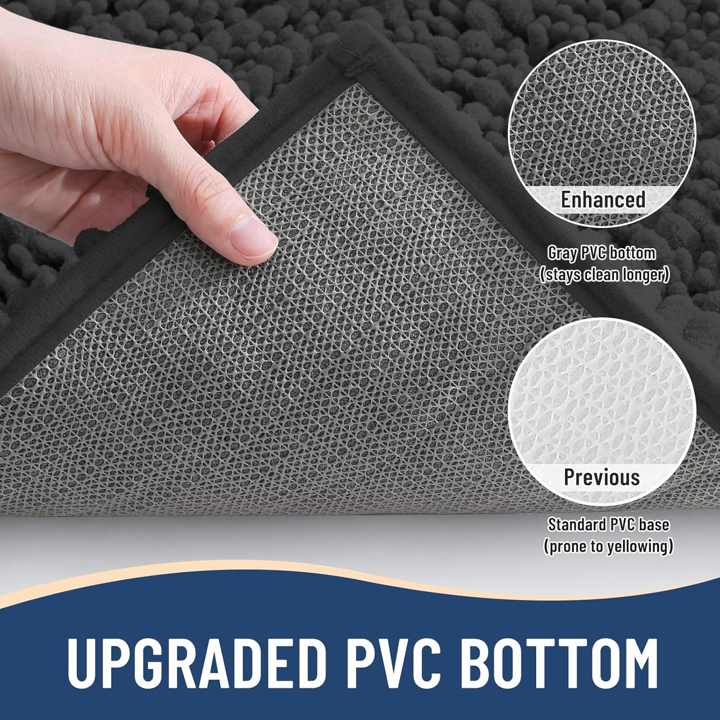 Arotive Luxury Chenille Bathroom Rug Mat, Extra Soft Thick Absorbent Shaggy Bath Rugs, Non-Slip Machine Wash Dry, Plush Bath Mats for Bathroom, Shower and Tub, 40x32, Dark Grey