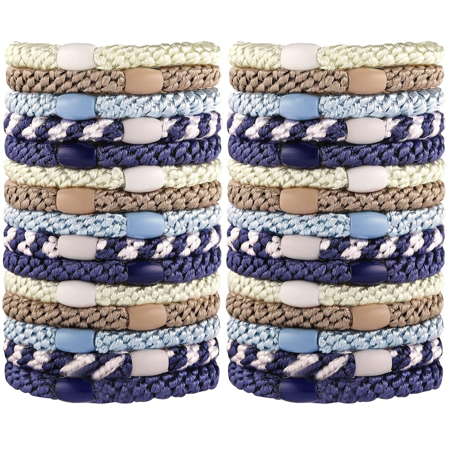 Funtopia 30 Pcs Hair Ties for Thick Hair - Bracelet Ponytail Holders, High Elastic Sports Accessories for Girls and Women, Mixed Color