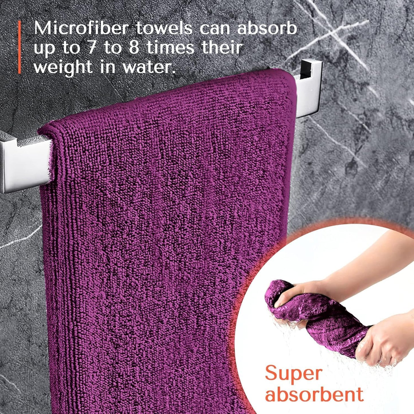 TASALON Microfiber Hair Towel for Salon - 10 Pack - 29 x 16 Inches, Quick Dry and Ultra-Soft Facial Towels with Soft Absorbant (Purple)