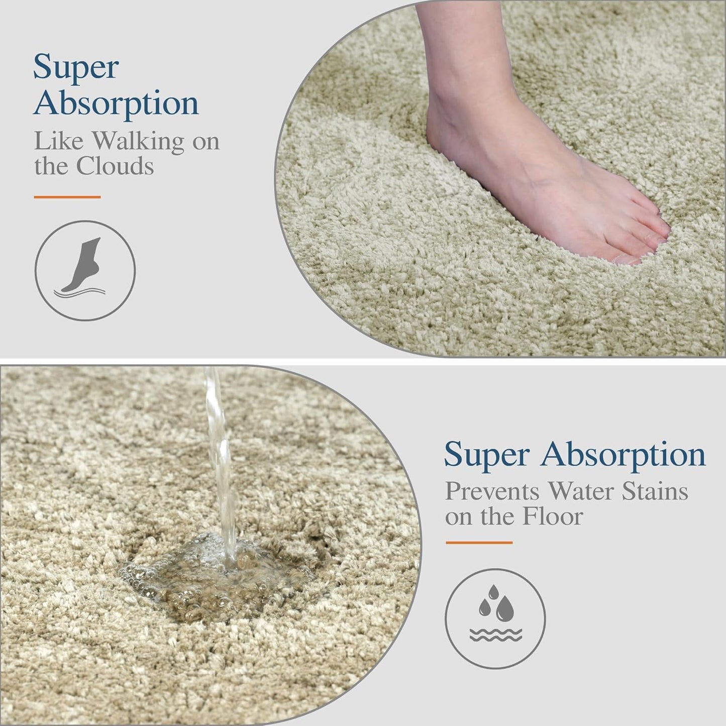 Walensee Large Bathroom Rug (24 x 72, Light Tan) Extra Soft and Absorbent Shaggy Bath Rug Machine Washable Microfiber Bath Mat Non Slip Bath Mat, Luxury Bathroom Floor Mats