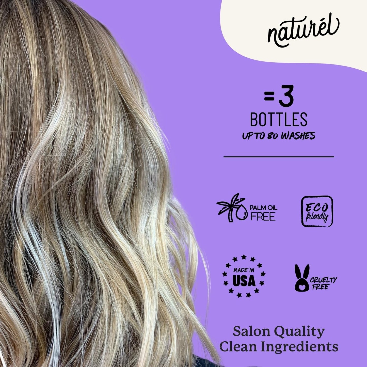 Naturel Purple Toning Conditioner Bar, Blonde or Grey Hair Toning Conditioner Bar with Biotin and Almond Oil, Vegan, Zero Waste, Cruelty Free, Made in USA